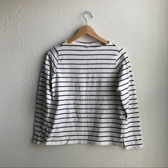 Uniqlo Tops Uniqlo Boatneck Striped Long Sleeve Tshirt Poshmark